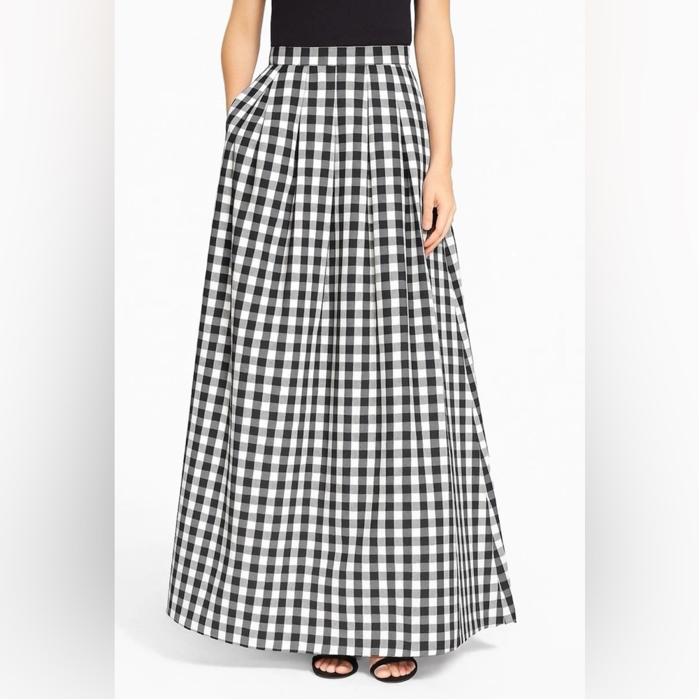 Eliza J Size 8 | NWT | Black & White Gingham Maxi Skirt, A-Line | Cottagecore